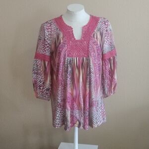 One World Boho Tunic Top Size S